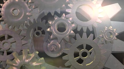 a background of mechanical big gears parts from a watch loop render 3d