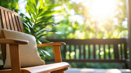 Obraz premium Relaxing serenity in a tranquil garden retreat during golden hour