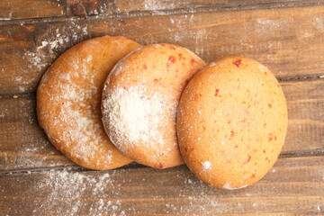 protein cookies on wooden background