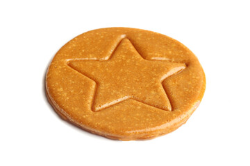 Dalgona cookies Korean sweet honeycomb on white background