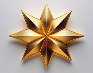 shiny gold four pointed star shape with smooth curves and hollow center on white background elegant metallic design shape