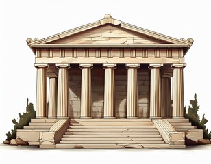 Fototapeta premium ancient greek temple isolated on white background