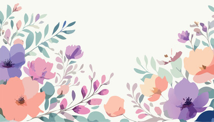 Abstract vector art floral background vector, wallpaper with watercolor, leaf framed, flower, vivid foliage, aquarelle frame.