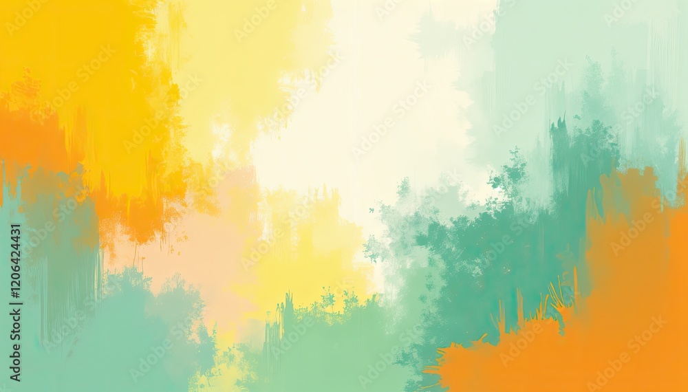 Poster abstract artwork featuring a blend of soft pastel colors, creating a serene and calming visual exper