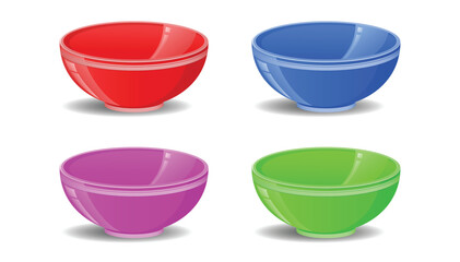 Set Illustration of Colorful Plastic Plates or bowl isolated  

