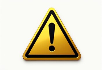 Gold warning sign with exclamation mark.  A striking symbol of caution and alert. Ideal for conveying important warnings or urgent information.