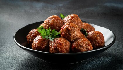 meatballs in a black bowl on a dark background