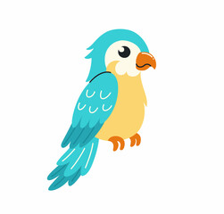 Illustration in children's style. Tropical parrot. Flat vector illustration.