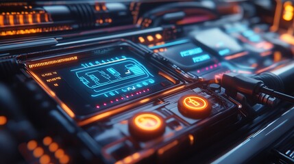 Fototapeta premium digital display of battery charging showing the process of charging an electric car battery