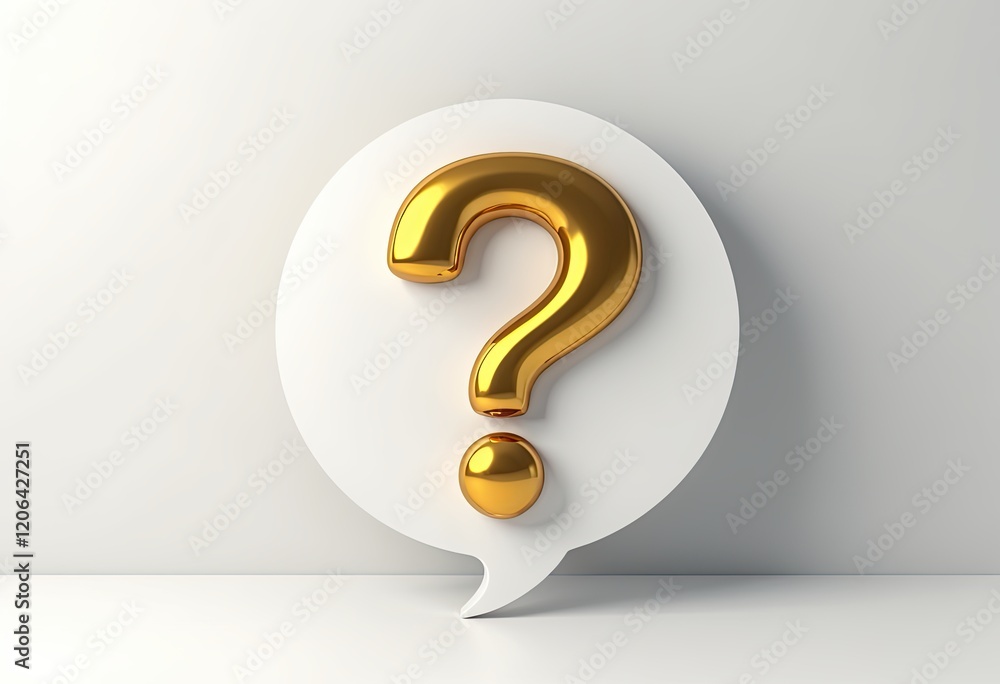 Aufkleber a golden question mark in a white speech bubble. a visual representation of inquiry, uncertainty, or