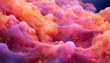 Fototapeta premium a vibrant abstract image featuring flowing pink and orange hues evoking a sense of motion and depth reminiscent of cosmic or cellular structures