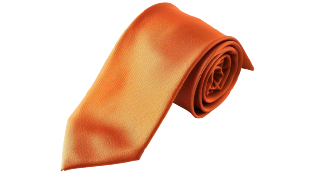 Elegant orange necktie on transparent background
