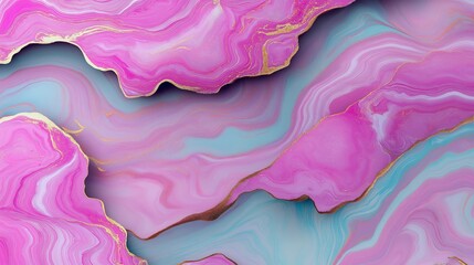 Obraz premium Pink and turquoise marble texture with gold veins creating stunning visual effect
