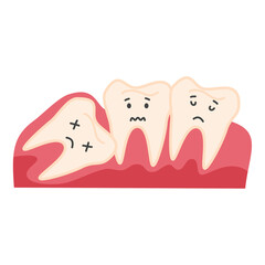 crowded teeth character icon. Healthcare, dental, medicine, treatment, hygiene, oral care