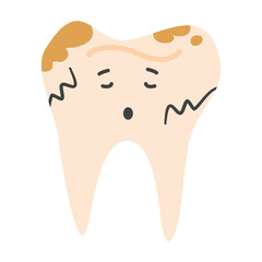 Decaying Tooth Character Illustration toothache