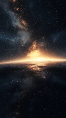 Obraz premium A cosmic scene depicting a glowing horizon in space.