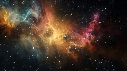 Fototapeta premium A vibrant cosmic nebula filled with colorful gases and stars.