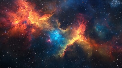 Fototapeta premium Vivid cosmic nebula with vibrant colors and stars.