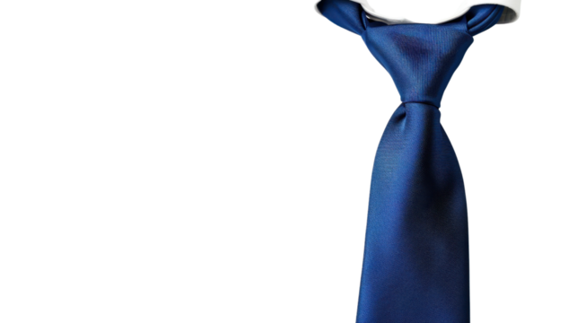 Elegant blue necktie on transparent background