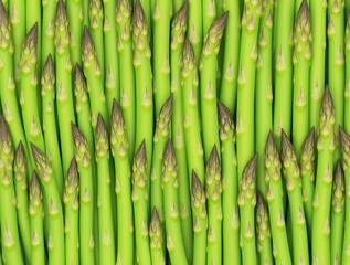 Fototapeta premium Close-up view of fresh asparagus spears, vibrant green and tightly clustered.