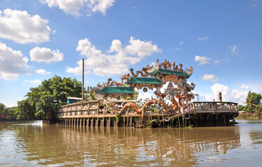Fototapeta premium Phu Chau Mieu Floating Temple on Saigon River, Vietnam