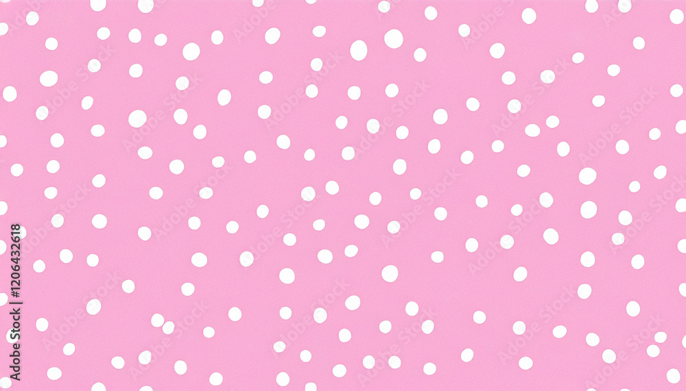 Poster subtle white polka dots on a light pink background, creating a playful and cute atmosphere for fun a
