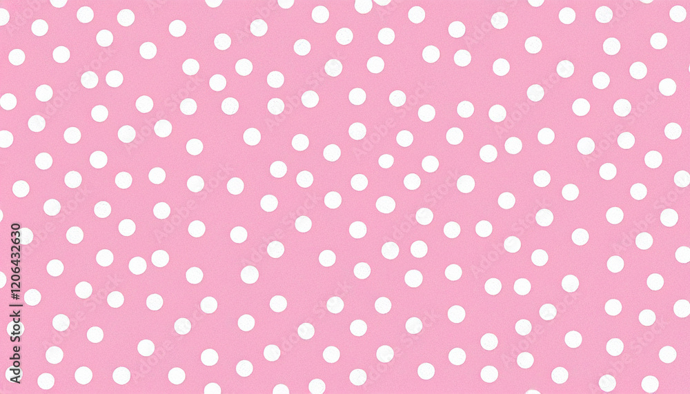 Poster subtle white polka dots on a light pink background, creating a playful and cute atmosphere for fun a