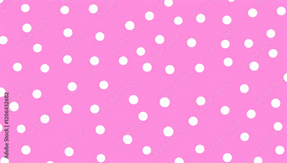 Poster subtle white polka dots on a light pink background, creating a playful and cute atmosphere for fun a