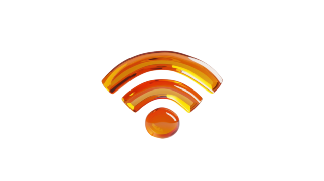 3D wifi Symbol on transparent background