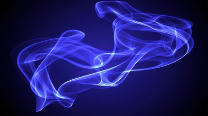 Obraz premium Abstract blue glowing smoke swirls on dark background.