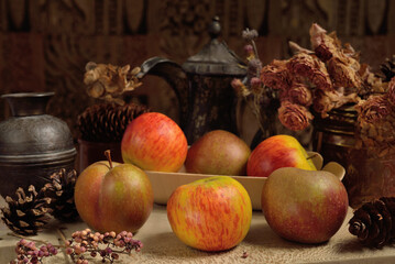 Medieval still-life with apples
