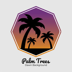 Simple Vector Palm Trees and Dawn Background Illustration