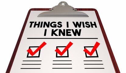 Things I Wish I Knew Check List Mark Boxes Advice Ideas 3d Illustration