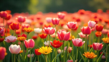 Fototapeta premium Vibrant flower blooming event scenic garden nature photography sunny atmosphere close-up view beauty of spring