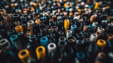 Obraz premium Close-up of many colorful cylindrical objects, creating a textured and abstract background.