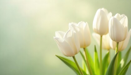 Fototapeta premium Delicate white tulips serene garden floral photography soft focus nature's beauty captured