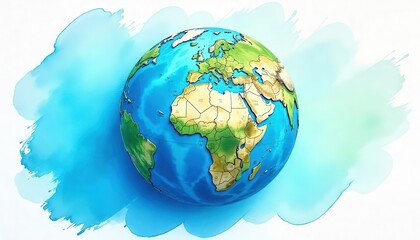 Naklejka premium Global map illustration digital art earth features creative environment artistic perspective conceptual geography