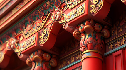 Obraz premium a traditional roof adorned with dragon carvings, showcasing Chinese heritage 