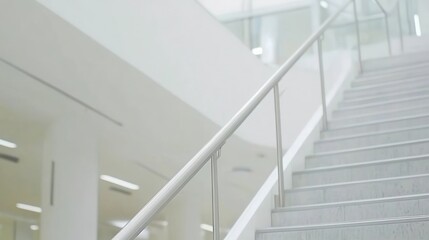 Obraz premium Modern white staircase in bright interior.