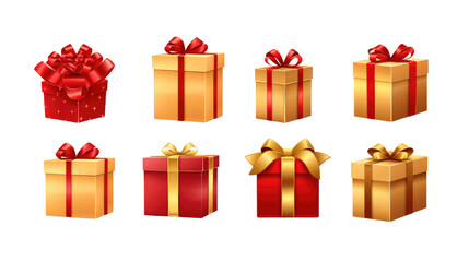 set of gift boxes isolated on  transparent background 