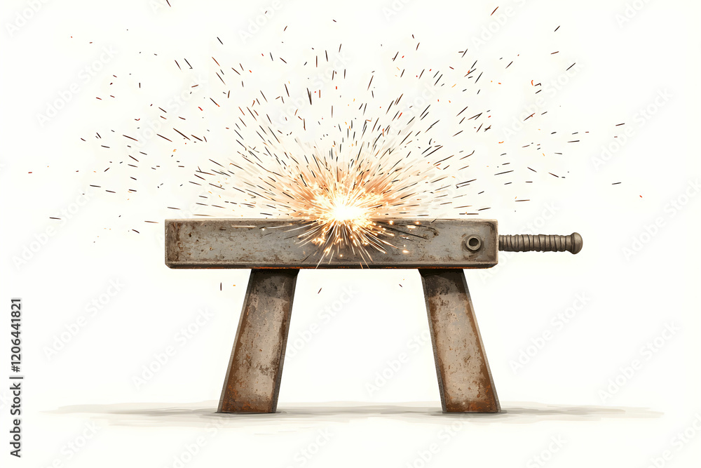 Poster spark creation from metal tool in uncluttered space