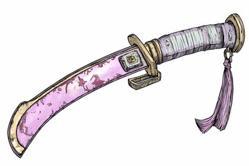 Obraz premium Colorful Fantasy Sword with Intricate Handle and Unique Design