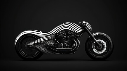 Cross motorbike with white stripes on a black background 