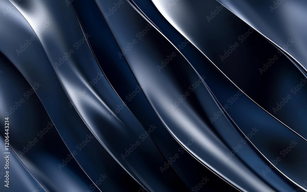 Wall mural a sophisticated abstract gradient background with rich navy and metallic silvers.featuring luxurious