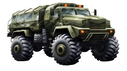 Military armored Vehicles isolated on transparent background 