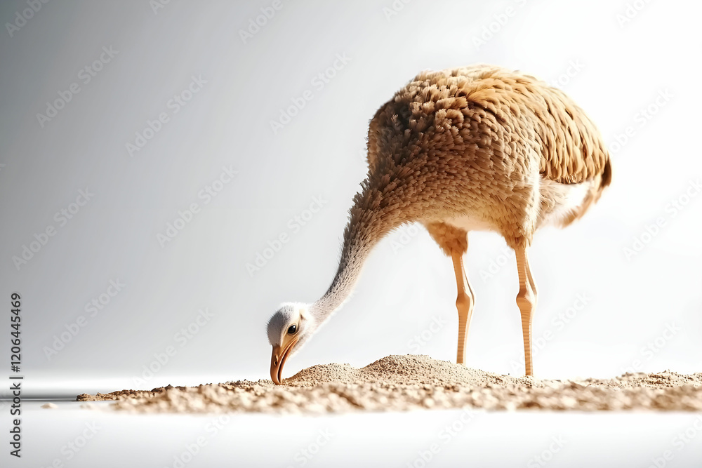 Poster elegant bird foraging in soft sand environment with minimalist design