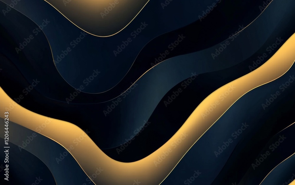 Wall mural a sophisticated abstract gradient background with rich navy and muted golds.featuring luxurious colo
