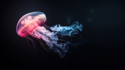 Ethereal Jellyfish Floating in Dark Waters