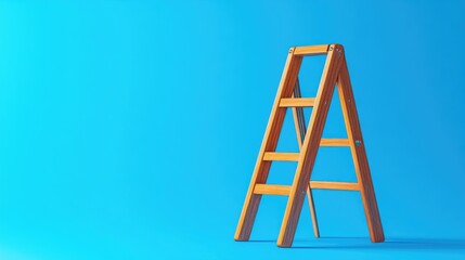 A heavy-duty folding ladder shown upright on a bright blue background with minimal shadows.