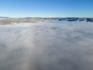 Batak Reservoir covered with clouds, Bulgaria